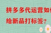 拼多多代運(yùn)營如何給新品打標(biāo)簽？